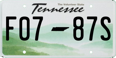 TN license plate F0787S