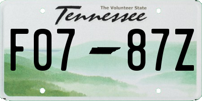 TN license plate F0787Z