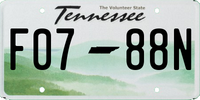 TN license plate F0788N