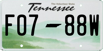 TN license plate F0788W