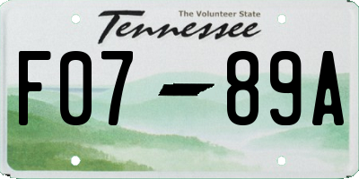TN license plate F0789A