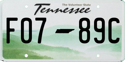 TN license plate F0789C