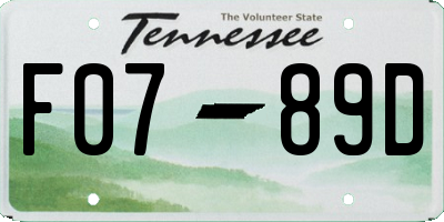 TN license plate F0789D