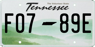 TN license plate F0789E