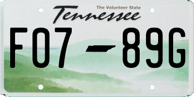 TN license plate F0789G