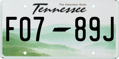 TN license plate F0789J