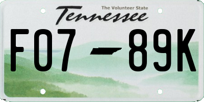 TN license plate F0789K