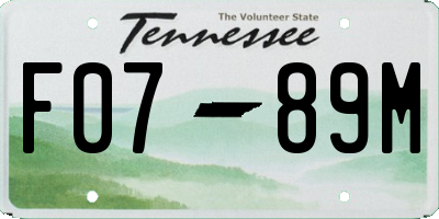 TN license plate F0789M
