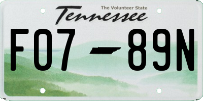 TN license plate F0789N