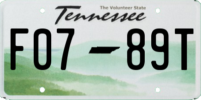 TN license plate F0789T