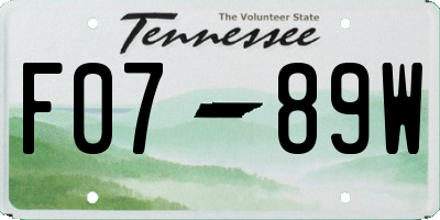 TN license plate F0789W