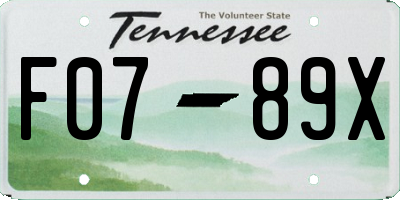 TN license plate F0789X