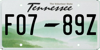 TN license plate F0789Z