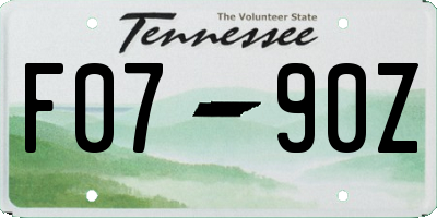 TN license plate F0790Z