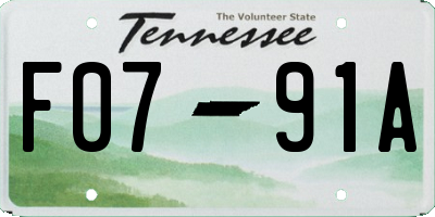 TN license plate F0791A