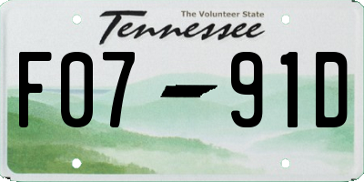 TN license plate F0791D
