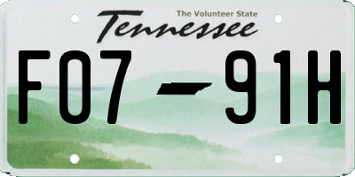 TN license plate F0791H