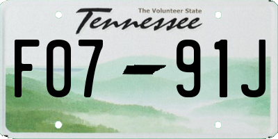 TN license plate F0791J