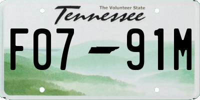 TN license plate F0791M