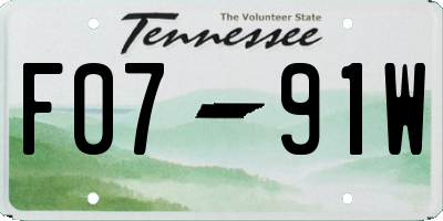 TN license plate F0791W