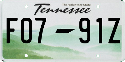 TN license plate F0791Z
