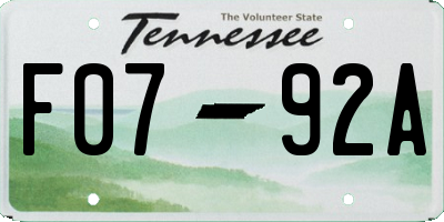 TN license plate F0792A