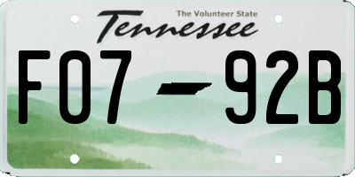 TN license plate F0792B