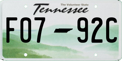 TN license plate F0792C