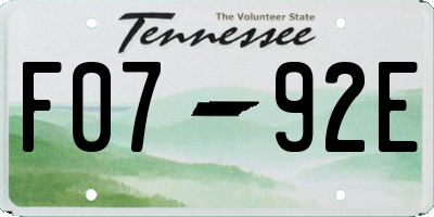 TN license plate F0792E