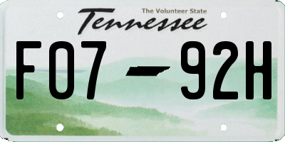 TN license plate F0792H