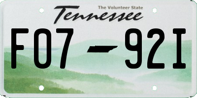 TN license plate F0792I