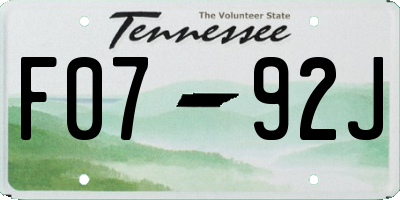 TN license plate F0792J