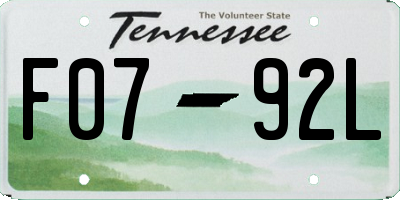 TN license plate F0792L