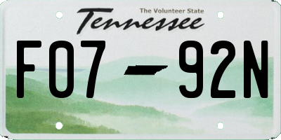 TN license plate F0792N