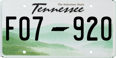 TN license plate F0792O