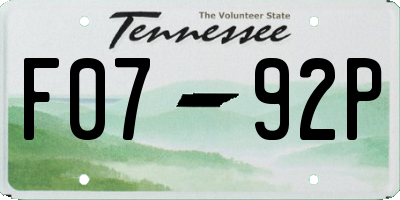 TN license plate F0792P