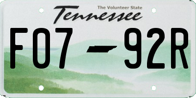 TN license plate F0792R