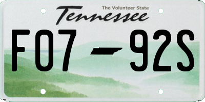 TN license plate F0792S