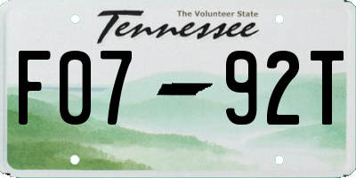 TN license plate F0792T