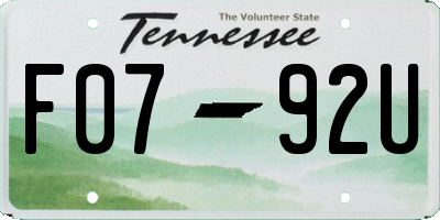 TN license plate F0792U