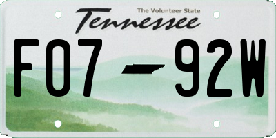 TN license plate F0792W
