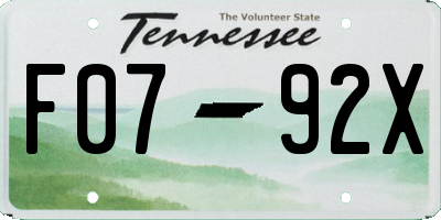 TN license plate F0792X