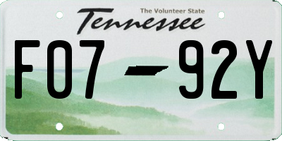 TN license plate F0792Y