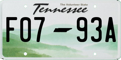 TN license plate F0793A
