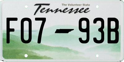 TN license plate F0793B