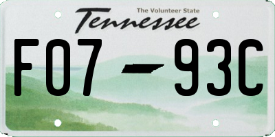 TN license plate F0793C