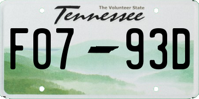 TN license plate F0793D