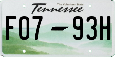 TN license plate F0793H
