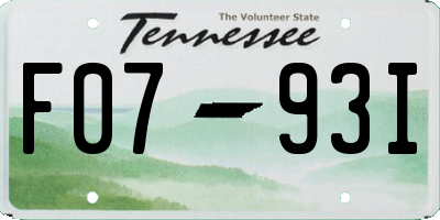 TN license plate F0793I