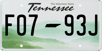 TN license plate F0793J